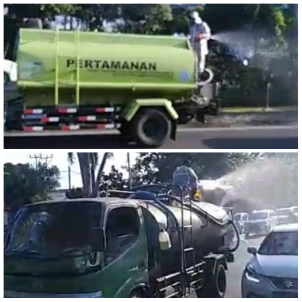 Penyemprotan Desinfektan di Kelurahan Dauh Puri